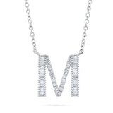 18K White Gold 0.33ct Baguette Diamond Initial Necklace