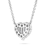 18K White Gold 0.92ct Baguette Diamond Heart Cluster Necklace