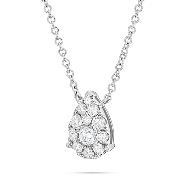18K White Gold 0.39ct Diamond Tear Drop Necklace