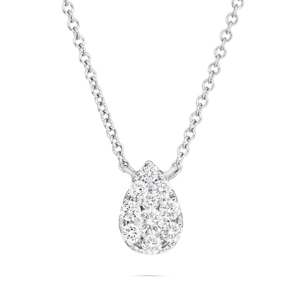 18K White Gold 0.34ct Diamond Tear Drop Necklace
