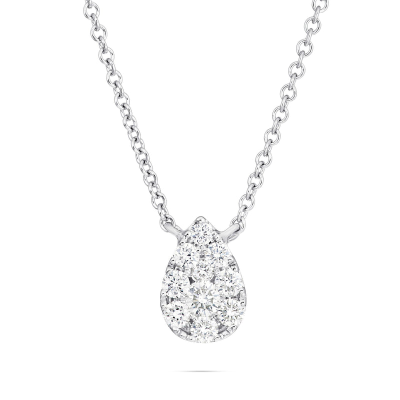 18K White Gold 0.34ct Diamond Tear Drop Necklace