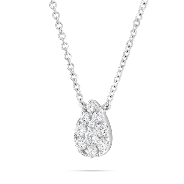 18K White Gold 0.34ct Diamond Tear Drop Necklace