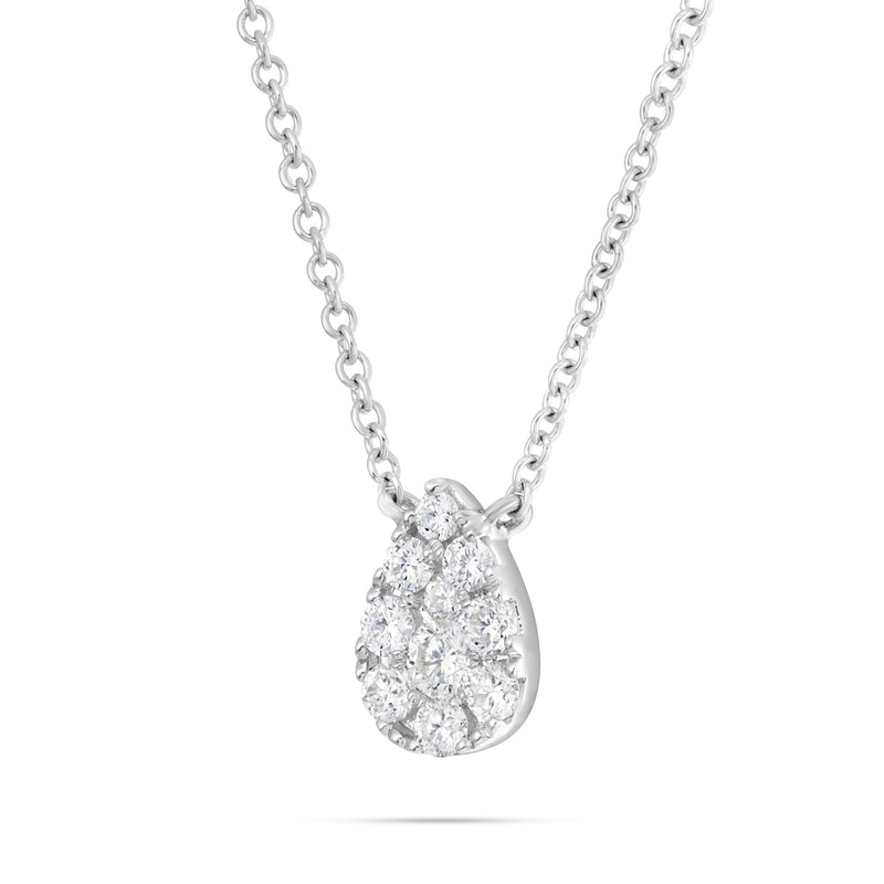18K White Gold 0.34ct Diamond Tear Drop Necklace