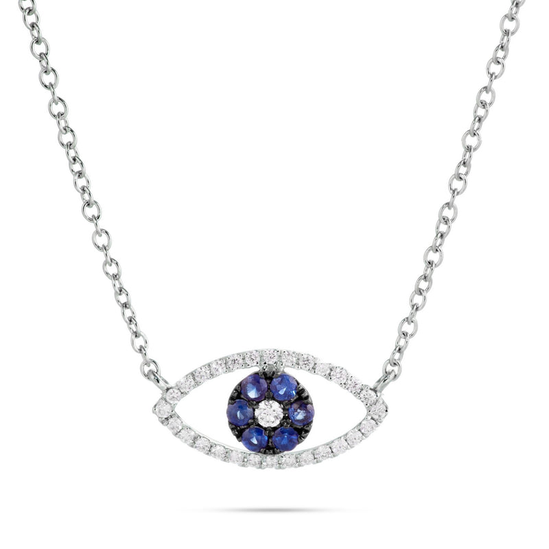 18K White Gold 0.32ct Evil Eye Diamond Necklace