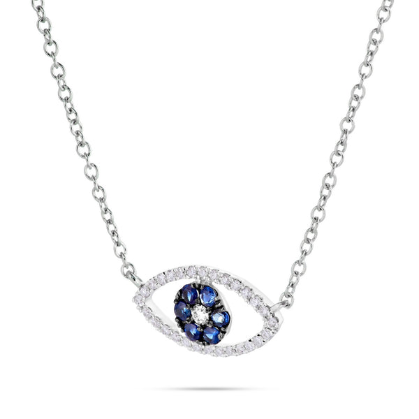 18K White Gold 0.32ct Evil Eye Diamond Necklace