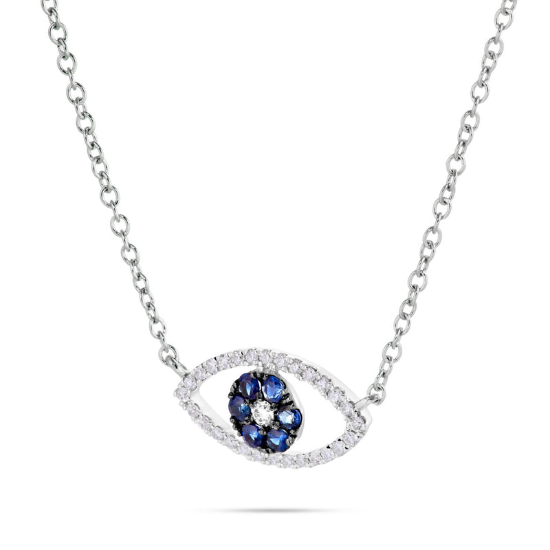 18K White Gold 0.32ct Evil Eye Diamond Necklace
