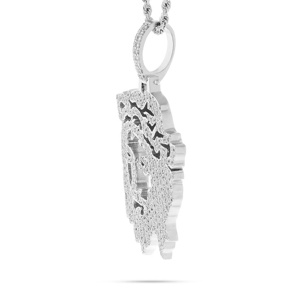 14k White Gold 1.51ct Stencil Jesus Head Pendant