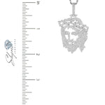 14k White Gold 1.51ct Stencil Jesus Head Pendant