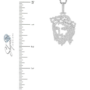 14k White Gold 1.51ct Stencil Jesus Head Pendant