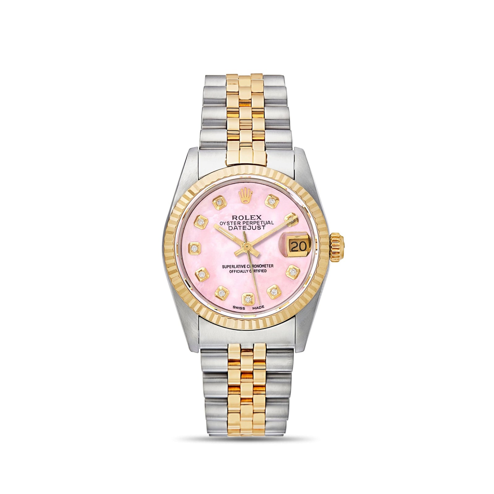 純正新品ROLEX18金ピンクゴールドコマ2シルバーピンクゴールド。OYSTER Women's Rolex DateJust 31mm Mother of Pearl 18K Yellow Gold