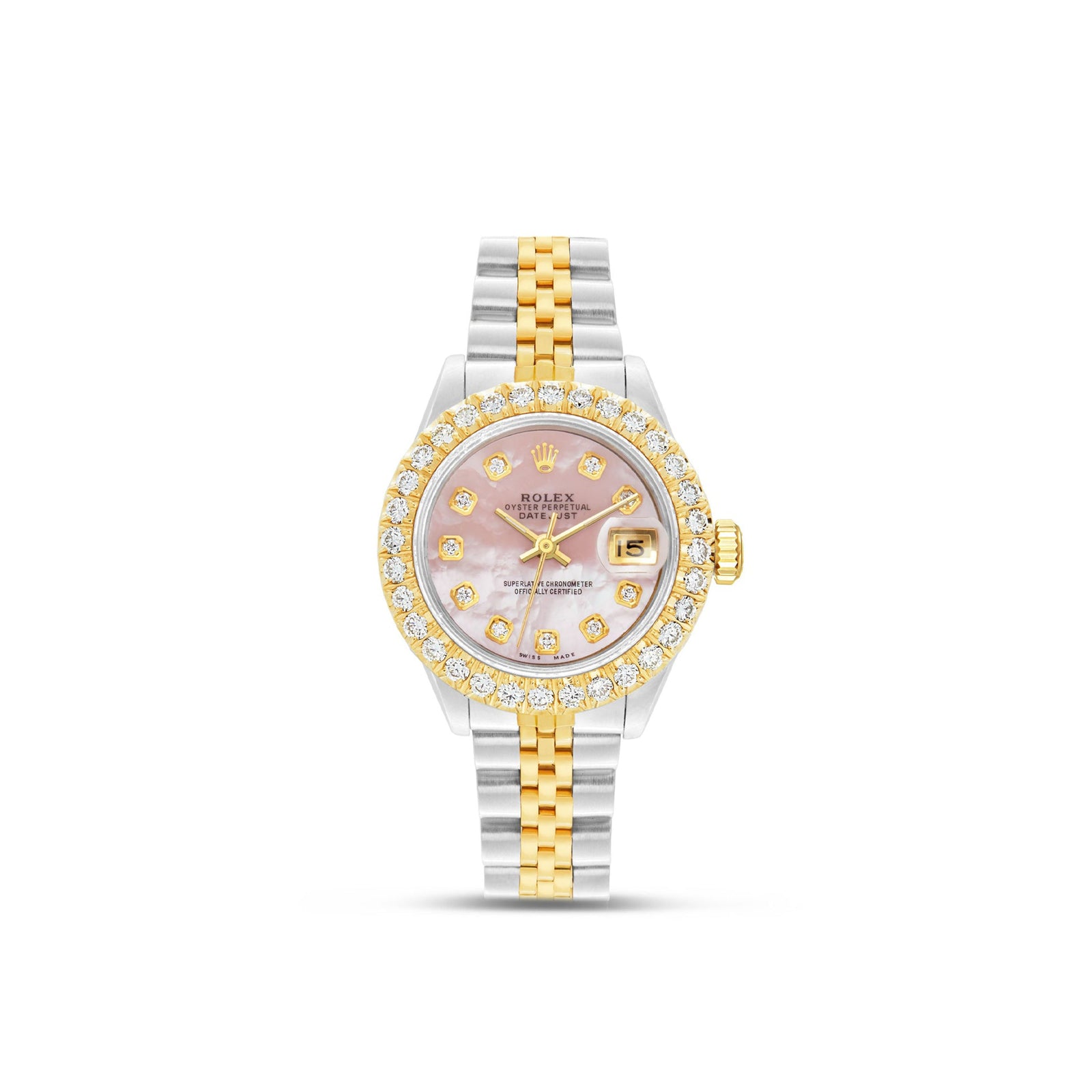 Women's Rolex DateJust 28mm Diamond Bezel Mother of Pearl