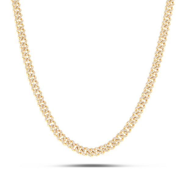10K Gold 2.40ct Mini Diamond Cuban Chain