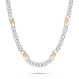 10K Gold Two Tone 4.20ct Diamond Cuban Chain with Colored Heart Motifs