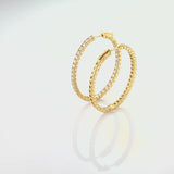 14K Gold 4.23ct Diamond Oval Inside-out Hoops, 1.5"