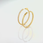14K Gold 4.23ct Diamond Oval Inside-out Hoops, 1.5