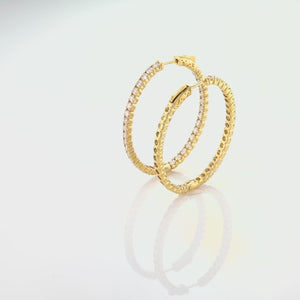 14K Gold 4.23ct Diamond Oval Inside-out Hoops, 1.5