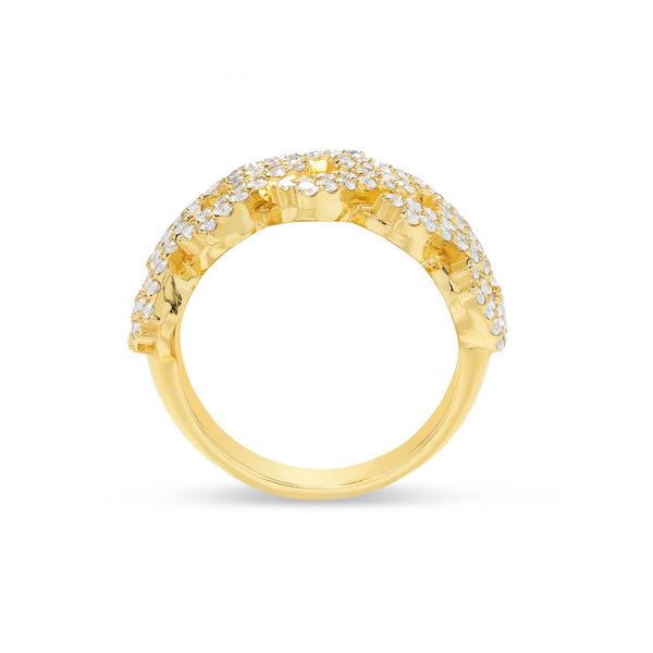 10K Half Diamond Cuban Ring - Shyne Jewelers Yellow Gold Shyne Jewelers