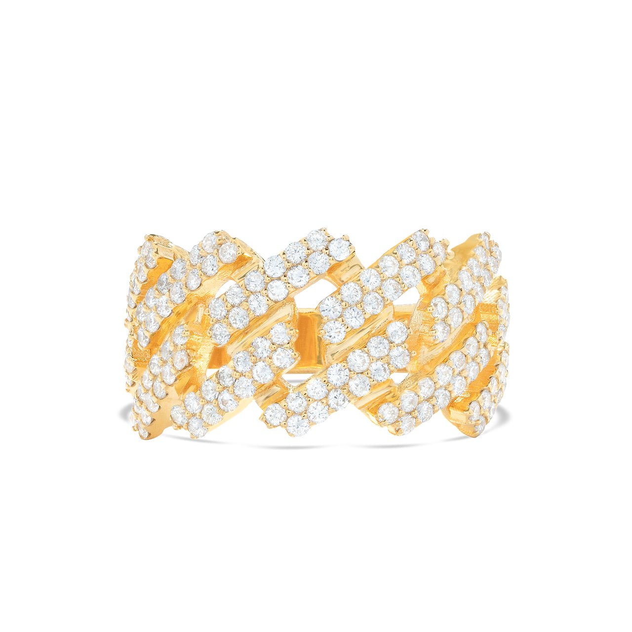 10K Half Diamond Cuban Ring - Shyne Jewelers Yellow Gold Shyne Jewelers