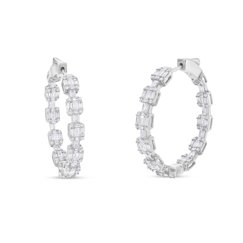 18K Gold 2.67ct Baguette Inside Out Hoops