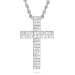 14K Gold 5.83ct Emerald Diamond Cross Pendant