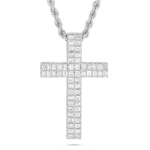 14K Gold 5.83ct Emerald Diamond Cross Pendant