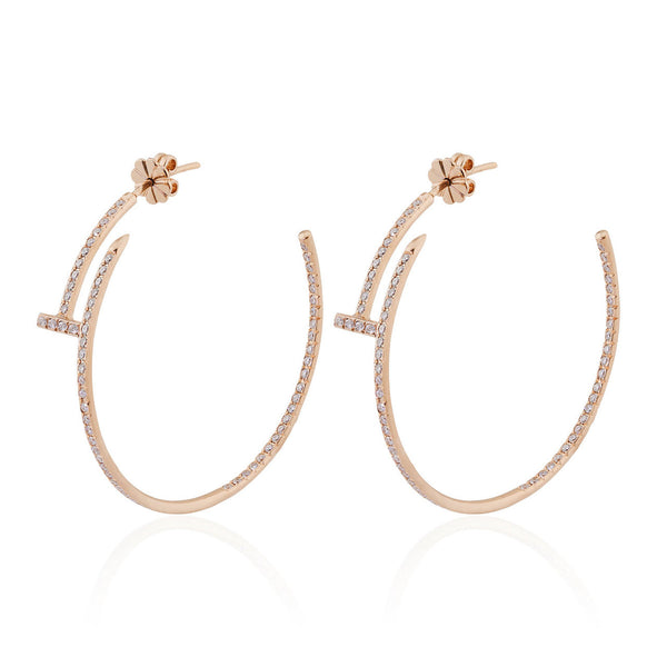 18K Rose Gold 2.2ct Nail Hoop Earrings