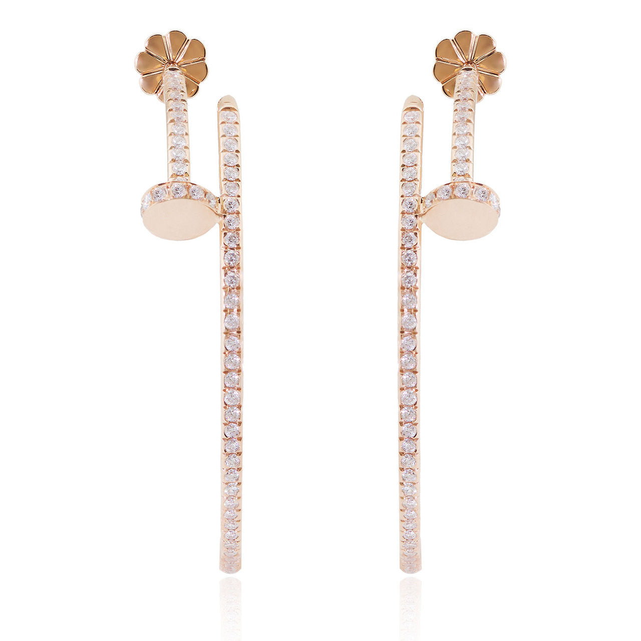 18K Rose Gold 2.2ct Nail Hoop Earrings