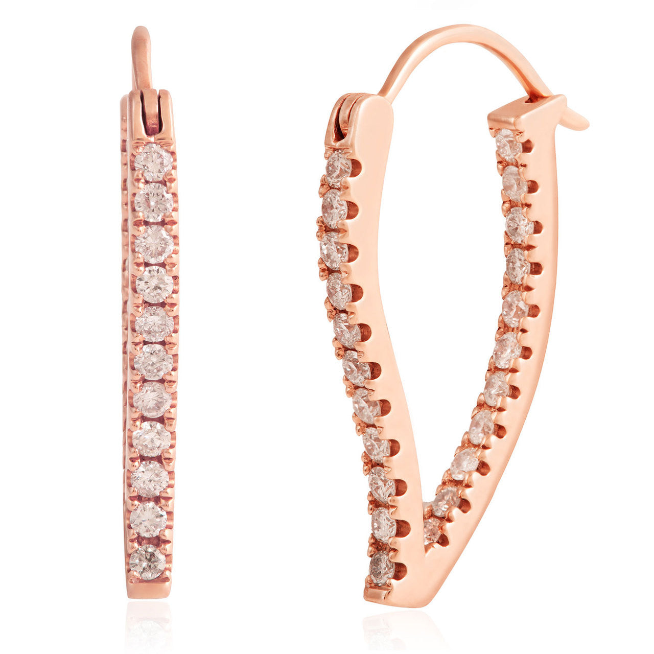 18k Rose Gold .75ct Diamond Hoop Earrings