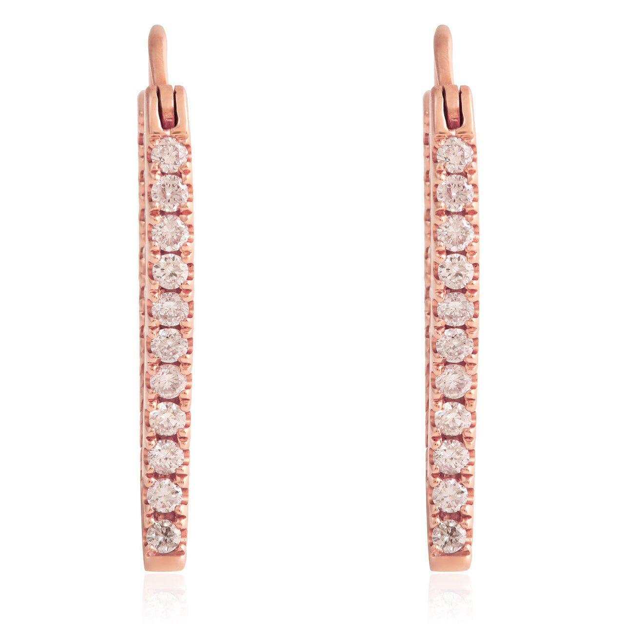 18k Rose Gold .75ct Diamond Hoop Earrings