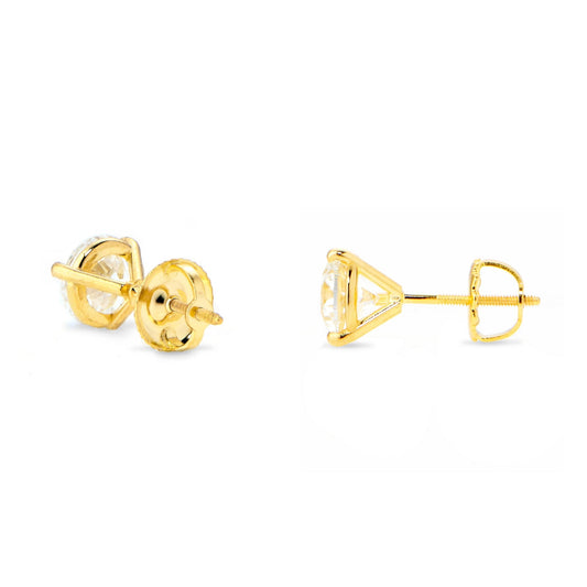 3 Prong Diamond Solitaire Stud Earrings - Shyne Jewelers 150-00290 Yellow Gold Shyne Jewelers