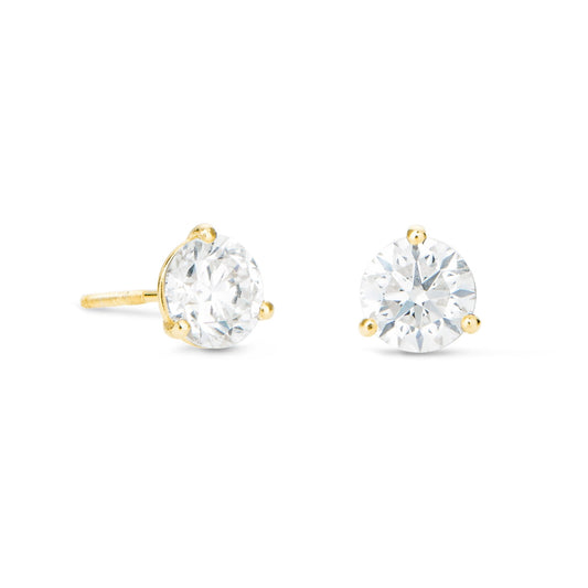 3 Prong Diamond Solitaire Stud Earrings - Shyne Jewelers 150-00290 Yellow Gold Shyne Jewelers
