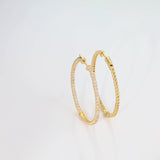 14k Gold 2.08ct Diamond Inside-out Hoops, 1.5"