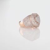 10K Rose Gold 5.25ct Baguette Bilevel Heart Diamond Statement Ring