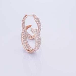 18K Gold 3.54ct Pave Diamond Inside-out Hoops