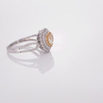 14K White Gold 2.0ct Yellow Diamond Heart Cut Halo Engagement Ring