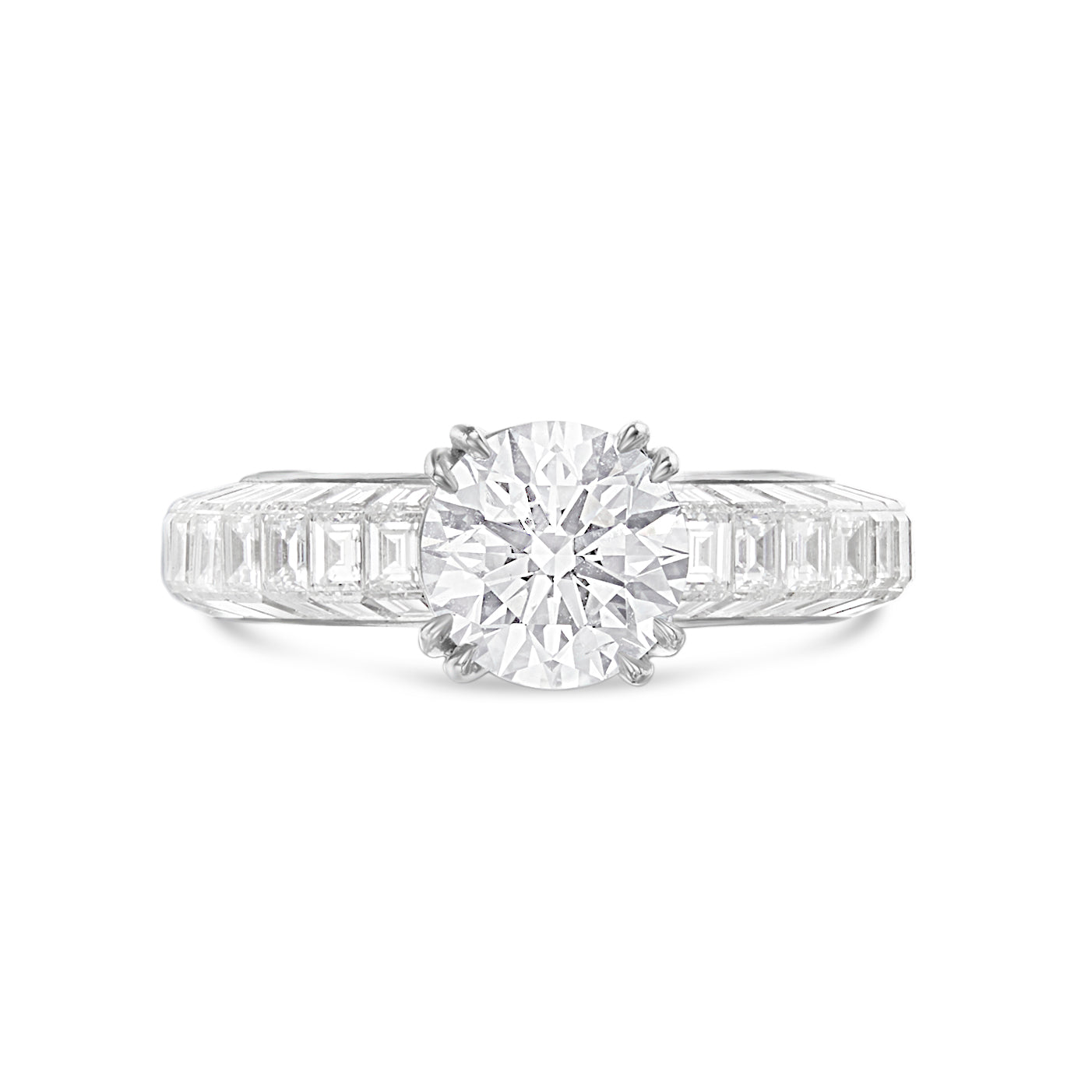 18K White Gold 9.8ct RoundSolitaire  Baguette Eternity Engagement Ring