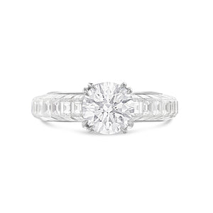 18K White Gold 9.8ct RoundSolitaire  Baguette Eternity Engagement Ring