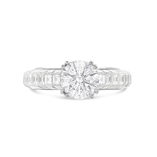 18K White Gold 9.8ct RoundSolitaire  Baguette Eternity Engagement Ring