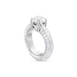 18K White Gold 9.8ct RoundSolitaire  Baguette Eternity Engagement Ring