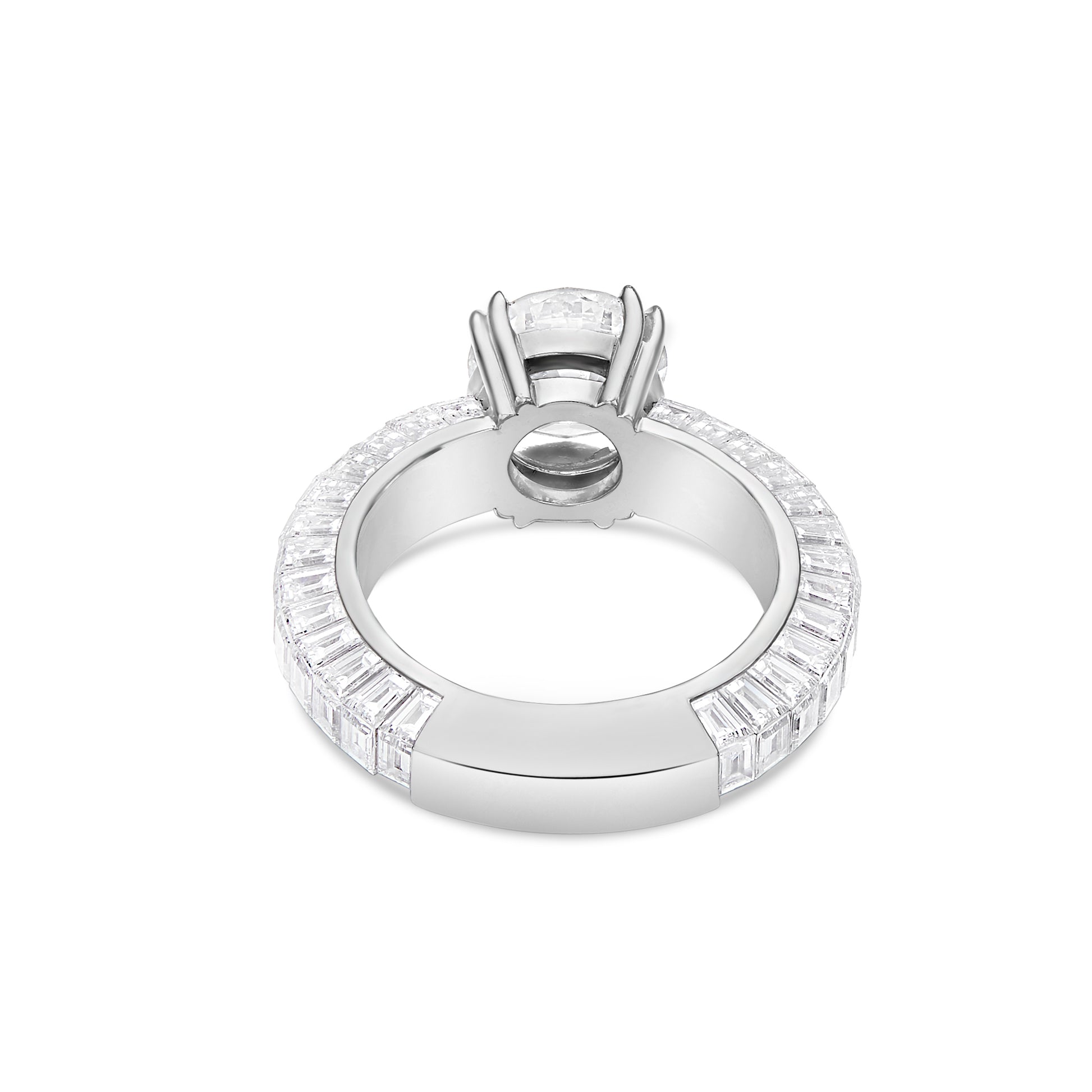 18K White Gold 9.8ct RoundSolitaire  Baguette Eternity Engagement Ring