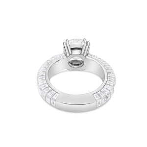 18K White Gold 9.8ct RoundSolitaire  Baguette Eternity Engagement Ring