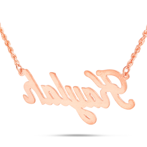 Gold Custom Nameplate Necklace in Script