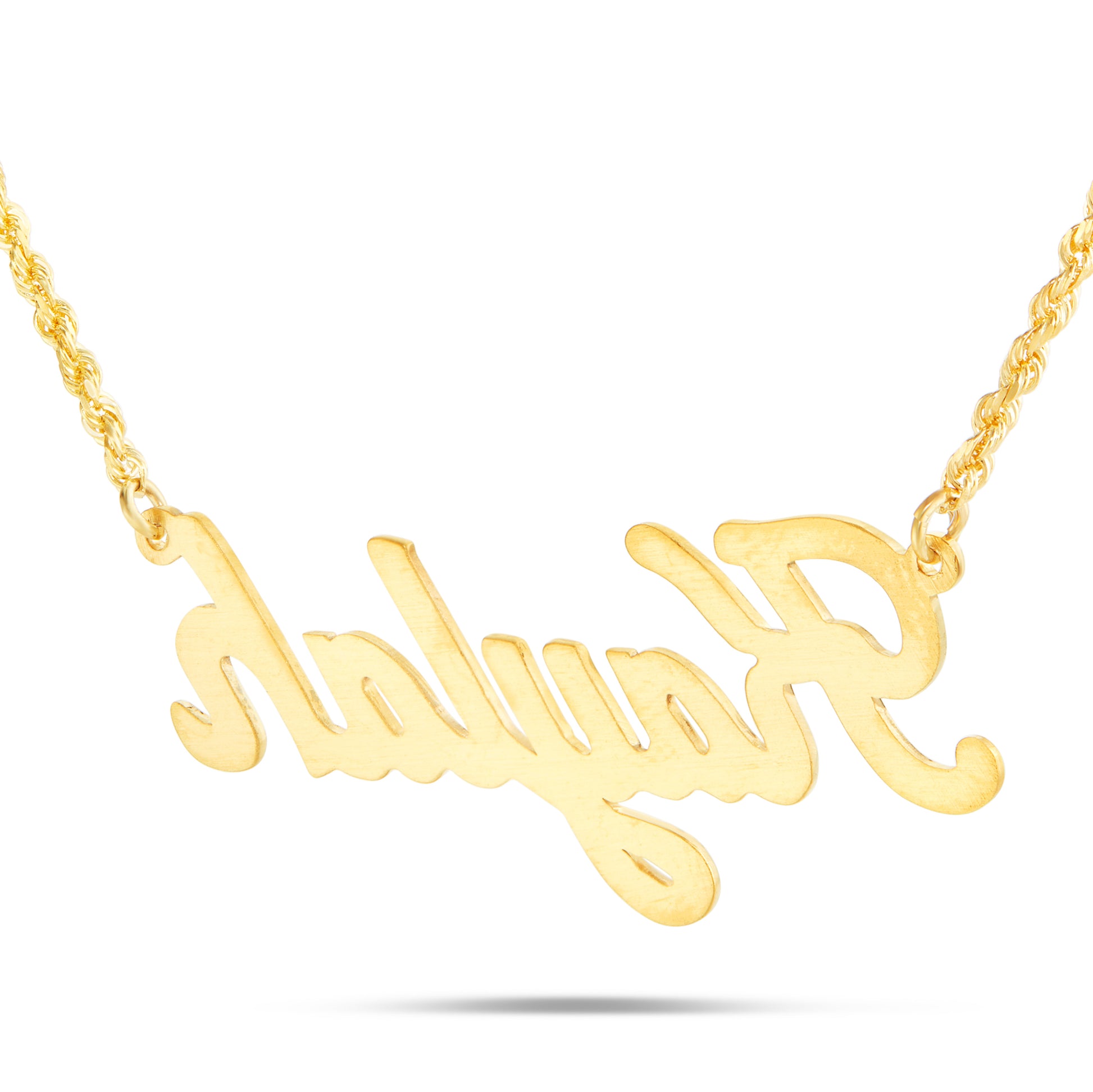 Gold Custom Nameplate Necklace in Script