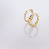 14K Gold 2.34ct Diamond Inside-out Hoop Earrings, 1"