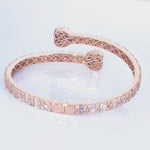 14K Gold 4.69ct Baguette Diamond Eternity Heart Bangle