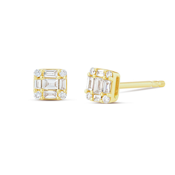 Baguette Cluster Studs - Shyne Jewelers Yellow Gold Shyne Jewelers