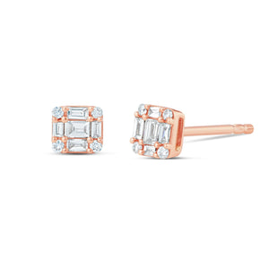 Baguette Cluster Studs - Shyne Jewelers Rose Gold Shyne Jewelers