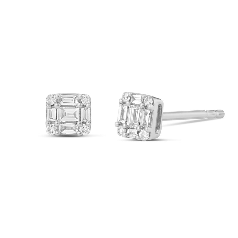 Baguette Cluster Studs - Shyne Jewelers White Gold Shyne Jewelers