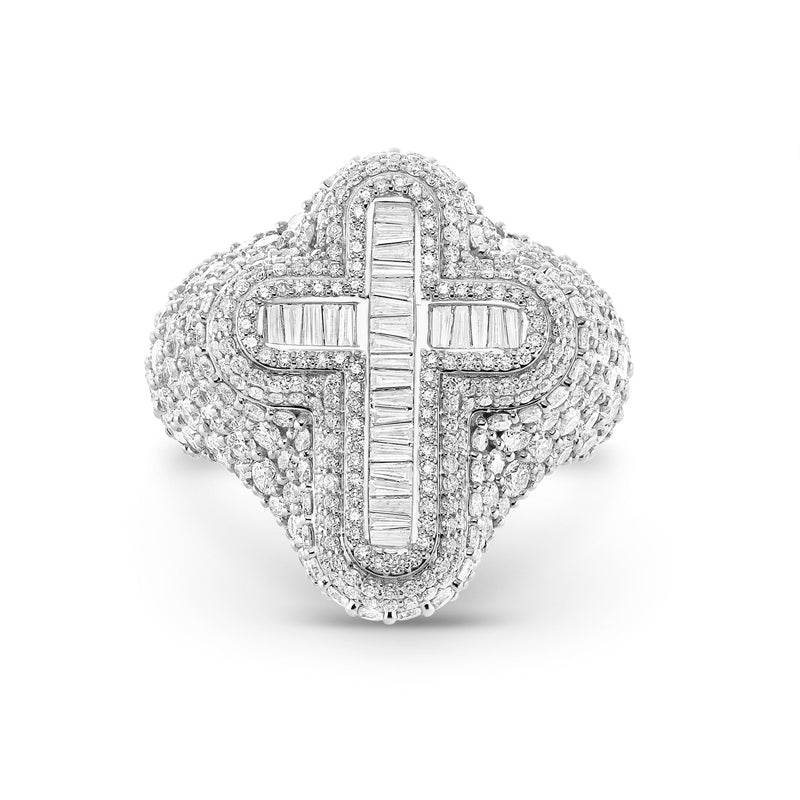 Baguette Cross Diamond Ring - Shyne Jewelers BAGCROSSRING_1 White Gold Shyne Jewelers