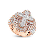 Baguette Cross Diamond Ring - Shyne Jewelers BAGCROSSRING_1 Rose Gold Shyne Jewelers
